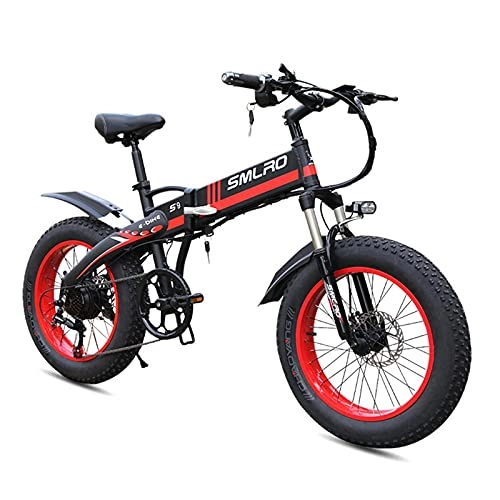 Bicicletas eléctrica : LIROUTH Bicicleta de montaña eléctrica plegable Bicicleta eléctrica Adulto 1000 W 13AH 20 "Fat Tire Bicicletas S9 (Negro)