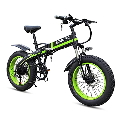 Bicicletas eléctrica : LIROUTH Bicicleta de montaña eléctrica plegable Bicicleta eléctrica Adulto 1000W 13AH 20" Fat Tire Bicicletas S9 (verde oscuro)