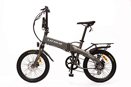 Bicicletas eléctrica : Littium Bicicleta eléctrica Ibiza Titanium 14A, Adultos Unisex, Titanio, Plegable