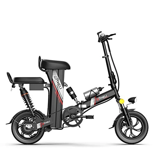 Bicicletas eléctrica : LOVE-HOME Plegable Bicicleta eléctrica, de 12 Pulgadas Adultos E-Bici con batería extraíble de Litio de 960W / 20Ah / 48V Doble Silla Bicicletas con el teléfono del Soporte de exhibición de LED, Negro