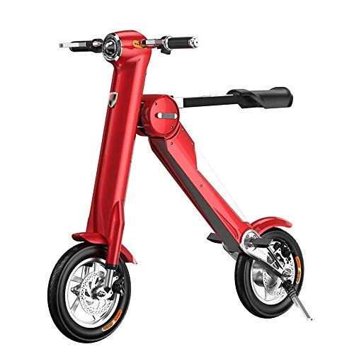 Bicicletas eléctrica : LUO Bicicleta Eléctrica Plegable, Mini Coche Portátil Pequeño para Adultos, Monopatín Eléctrico de Litio, Rojo