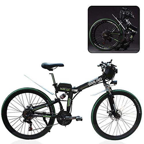 Bicicletas eléctrica : Mnjin Bicicleta de montaña eléctrica, Bicicleta eléctrica Plegable, batería de Litio Plegable para Adultos Bicicleta de montaña eléctrica, Bicicleta de montaña Plegable para Adultos asistenc