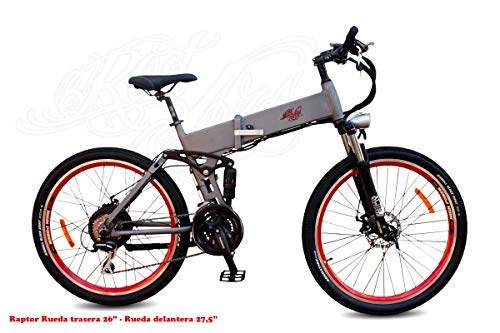 Bicicletas eléctrica : MTB eBike Pedelec Bicicleta Eléctrica de Montaña Plegable Doble Suspensión Raptor 27, 5" 250W 10, 4Ah Samsung 25km / h Autonomía 50-70km