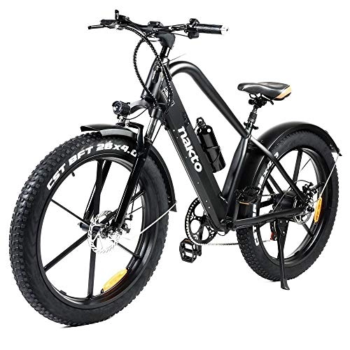 Bicicletas eléctrica : NAKTO GYL019 Direwolf Bicicleta elctrica 500W Motor 26x4.0 Neumticos Anchos Velocidad mxima 25 km / h Medidor LCD de Doble Freno de Disco