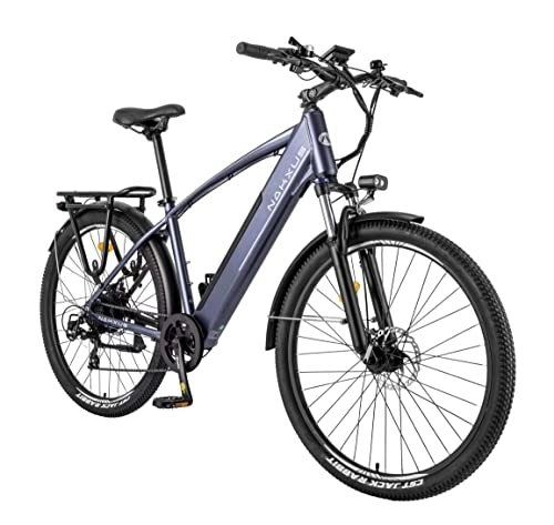 Bicicletas eléctrica : nakxus Bicicleta eléctrica 27M204, Bicicleta eléctrica de 27, 5 Pulgadas, Bicicleta eléctrica con batería de Litio de 36 V, 12, 5 Ah, Compatible con la UE (Gris)