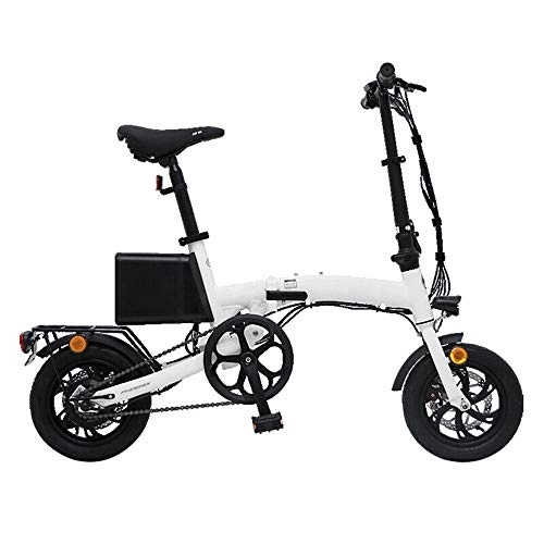 Bicicletas eléctrica : NBWE Coche elctrico Pequea Mini batera de Litio Coche elctrico Plegable Blanco 7.8A Duracin de la batera 20~30KM Suspension