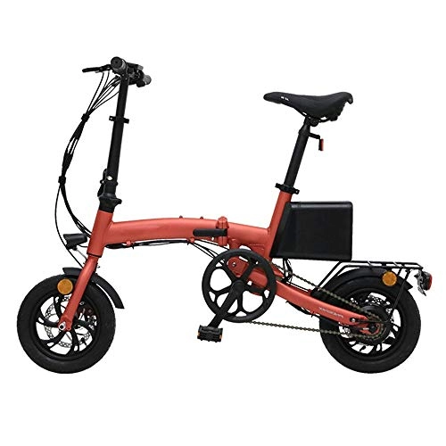 Bicicletas eléctrica : NBWE Coche elctrico Pequea Mini batera de Litio Coche elctrico Plegable Rojo Mate 10.4A Duracin de la batera 30~40KM Suspension