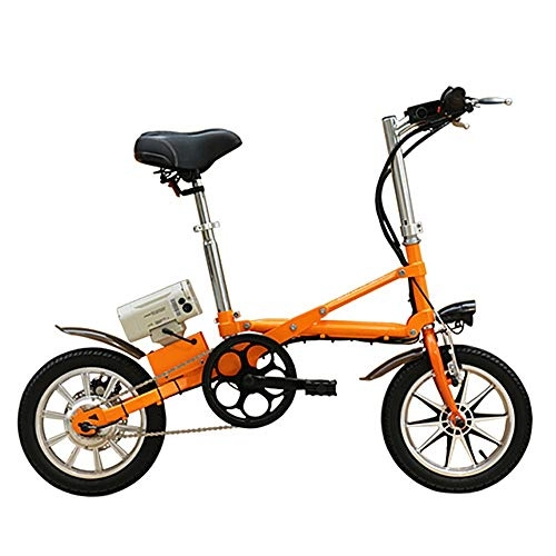 Bicicletas eléctrica : NBWE Coche elctrico Plegable Adulto Pequeo Mini Conducir Batera de Litio Coche elctrico Batera de Litio Naranja Suspension