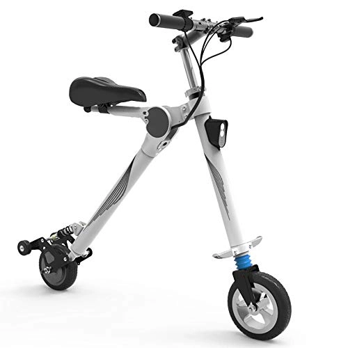 Bicicletas eléctrica : NBWE Scooter de Coche elctrico Plegable Scooter de conduccin de Mini generacin pequea Batera de Litio Hombres y Mujeres Bicicleta Blanco 36V Suspension