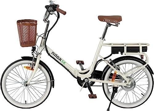 Bicicletas eléctrica : Nilox, E-Bike J1 Plus, Bicicleta eléctrica gris plegable con pedaleo asistido, Brushless High Speed 250 W