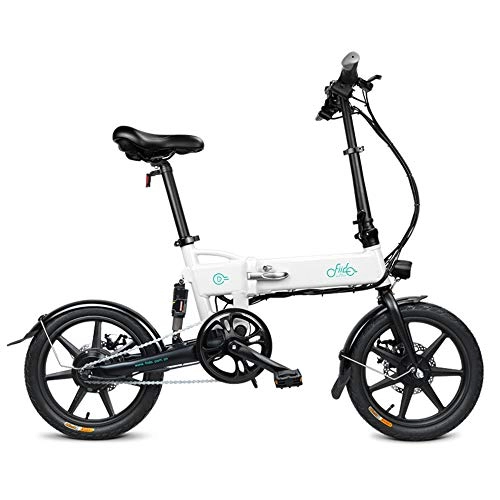 Bicicletas eléctrica : Nishore Bicicleta Elctrica, Motor Elctrico sin Escobillas 36V 7.8AH con Ciclomotor Bicicleta Elctrica Eletric de 16 Pulgadas - Motor 250W (Blanco - D2)