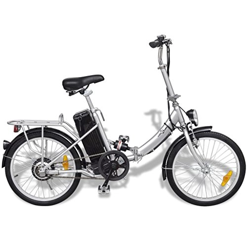 Bicicletas eléctrica : Nishore Bicicleta Elctrica Plegable Paseo de Aluminio con Batera Litio-Ion y con Pantalla LED 3 Velocidades (Plateado)