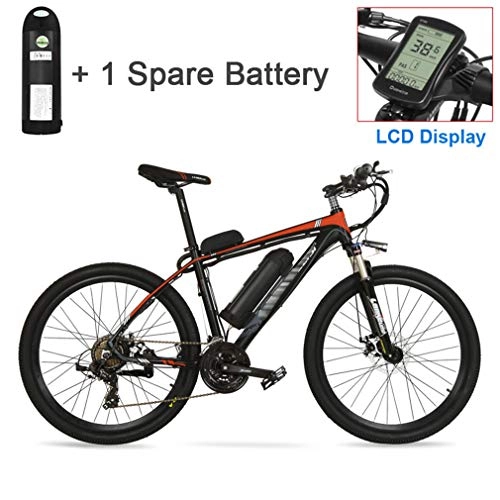 Bicicletas eléctrica : NYPB Bicicleta Eléctrica, 250W / 400W Motor Bicicleta Extraíble 36V / 48V Batería de Litio un Máximo de 25 km / h, Suspensión Completa, Transmisión de 21 Velocidades, Rojo, 48V 10.4AH 400W