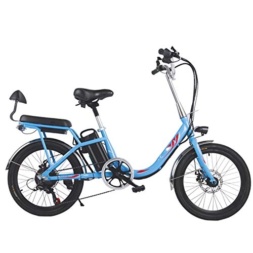 Bicicletas eléctrica : NYPB Bicicleta eléctrica para Mujer, Bicicleta eléctrica de 20 Pulgadas, Motor sin escobillas de 300W para Mujeres con una Altura de 155-180 cm con batería de Litio de 48V 10Ah (Blue)