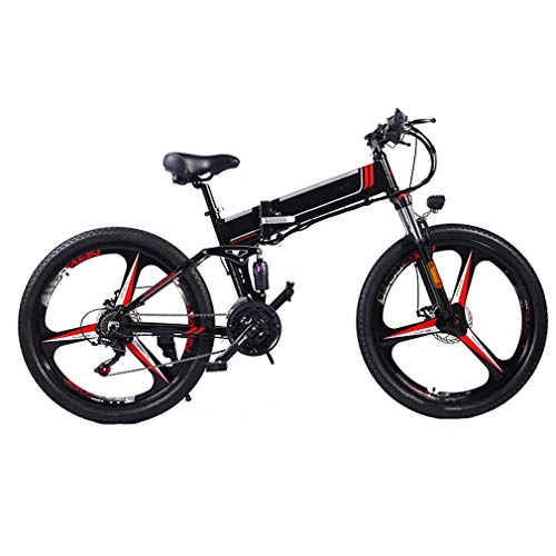 Bicicletas eléctrica : NYPB Bicicleta Eléctrica Plegable para Adultos, Bicicleta de Montaña 21 Velocidades 48V 8 / 10 / 12.8Ah Batería de Litio Plegable Bicicleta Motor 350W Máximo 120 kg de Carga, Black a, 48V 10Ah