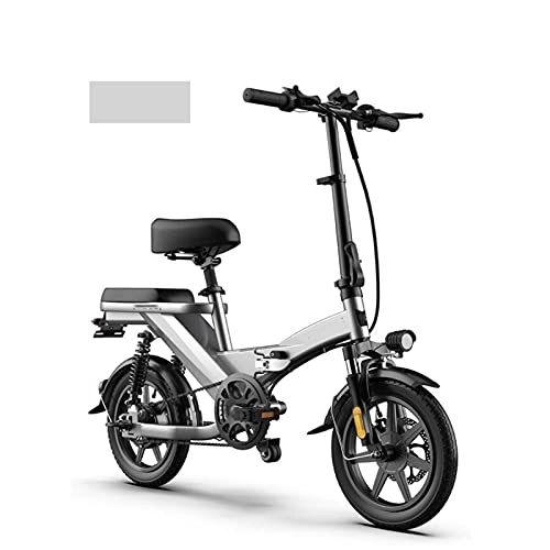 Bicicletas eléctrica : NYPB Bicicleta Eléctrica Plegable para Mujer, 14? Mini E-Bike Marco Engrosado Motor de Alta Velocidad 48V350W Batería Extraíble Oculta con Soporte para Teléfono Móvil USB (Silver-20AH)