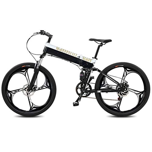Bicicletas eléctrica : NYPB Bicicleta Eléctrica Plegables, Bicicleta de Montaña 27 Velocidades Motor de 400 W 48V 14.5AH Batería de Litio 26 Pulgadas Bicicleta Plegables Ejercítese y Viaje, Blanco