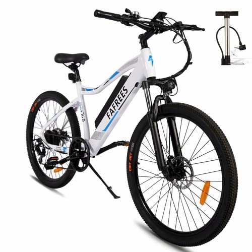 Bicicletas eléctrica : Oficial] Bicicleta de montaña eléctrica Fafrees F100, Tryes de 26", bicicleta eléctrica de 48 V con batería extraíble de 11, 6 Ah, Shimano 7vel, faro LED, 25km / h, blanco
