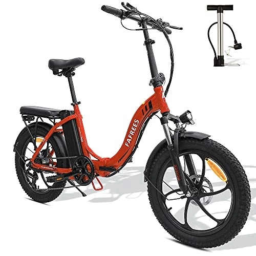 Bicicletas eléctrica : Oficial] Bicicleta eléctrica Fafrees F20, 20" Fatbike para Hombres y Mujeres, Bicicleta eléctrica Urbana Plegable de 250 W con batería extraíble de 48 V 15 Ah, Shimano 7 velocidades, Rojo