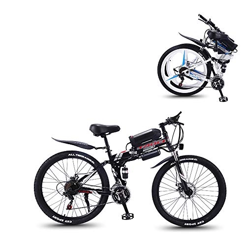 Bicicletas eléctrica : Pc-Glq Bicicleta Eléctrica, 26" Ebike para Adulto, Batería De Litio Extraíble(36V, 8AH / 10AH / 13AH), Motor De 350W, Shimano 21 Velocidades, Bicicleta De Montaña Plegable, Negro, 13AH