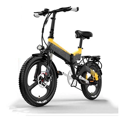 Bicicletas eléctrica : Plegable Bicicleta Eléctrica Bike, Neumáticos 20 Pulgadas Fuera del Camino Bicicletas Deportes Aire Libre Ciclismo, Amarillo