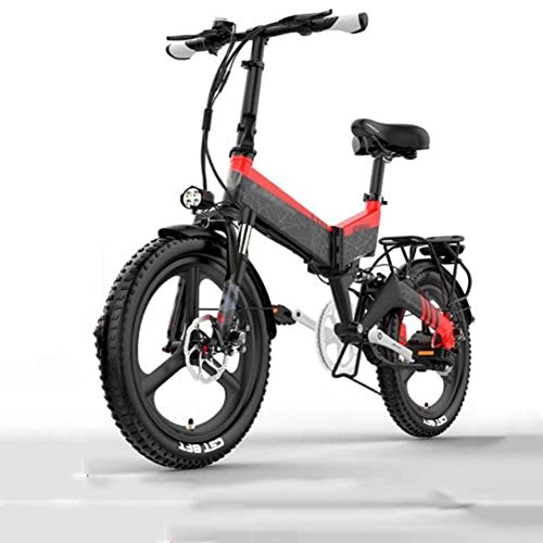 Bicicletas eléctrica : Plegable Bicicleta Eléctrica Bike, Neumáticos 20 Pulgadas Fuera del Camino Bicicletas Deportes Aire Libre Ciclismo, Rojo