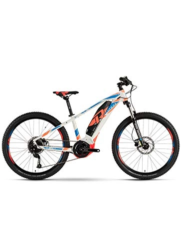 Bicicletas eléctrica : RAYMON E-Sixray 4.0 Pedelec E-Bike 2019 - Bicicleta eléctrica, color blanco, azul y naranja