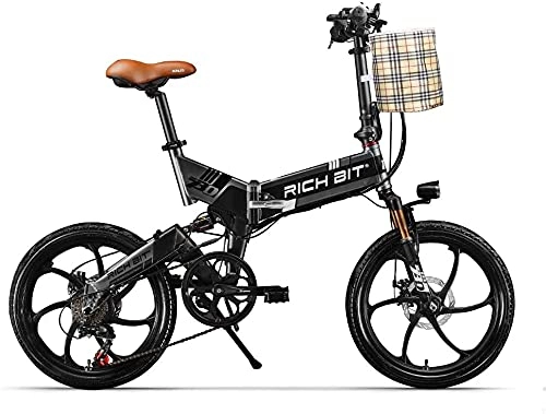 Bicicletas eléctrica : RT-730 Bicicleta eléctrica Plegable 20 Pulgadas Bicicleta eléctrica 48v 8ah batería Oculta (Negro)