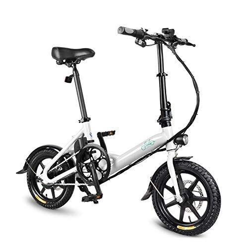 Bicicletas eléctrica : RZBB Bicicleta Elctrica Ajustable De 14"con Asistencia Elctrica para Bicicleta Plegable, Ciclomotor E-Bike 250W Motor 36V 7.8Ah Blanca