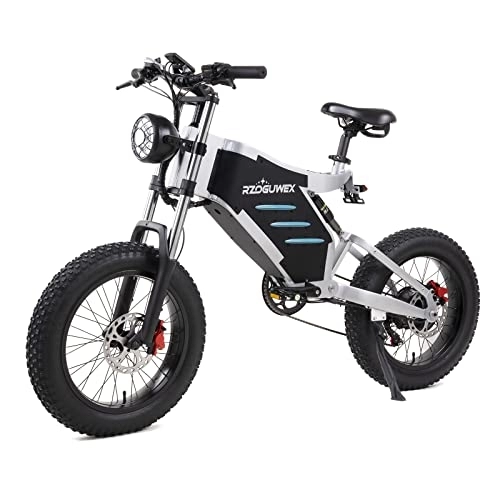Bicicletas eléctrica : RZOGUWEX Bicicleta Eléctrica, Ebike Todoterreno de 20 Pulgadas para Adultos con 48V 25Ah Batería de Iones de Litio Desmontable, Bicicleta de Nieve de 7 Velocidades con Dos Amortiguadores