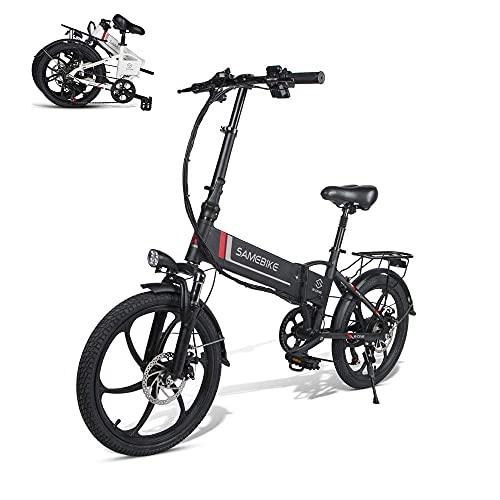 Bicicletas eléctrica : SAMEBIKE 20LVXD30 Bicicleta Electrica Bicicletas Electricas Plegables Bici Electrica 48V 10.4AH Bicicleta Electrica Adultos con Sirena remota & la Pantalla LCD