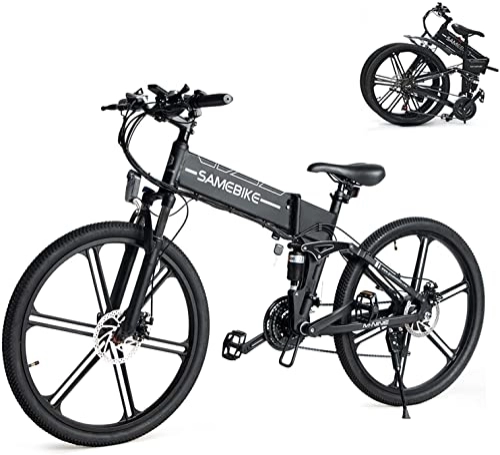 Bicicletas eléctrica : SAMEBIKE Bicicleta eléctrica 26" Fatbike Bicicleta Montaña Plegable Ebike, 48V / 10.4Ah Batería, Shimano 21 Vel, Pedal Assist, Instrumento a Color TFT Adultos Urbana