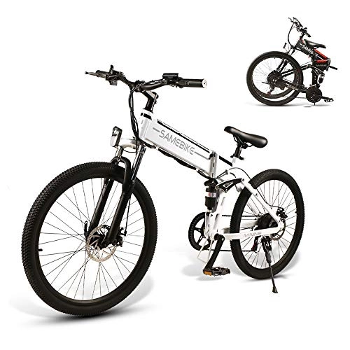 Bicicletas eléctrica : SAMEBIKE Bicicletas Eléctricas de Montaña de 26 Pulgadas Motor de 500W con Batería Extraíble de 48 V10 Ah, Bicicletas eléctricas Plegables con Instrumento LCD Central, 21 Velocidades