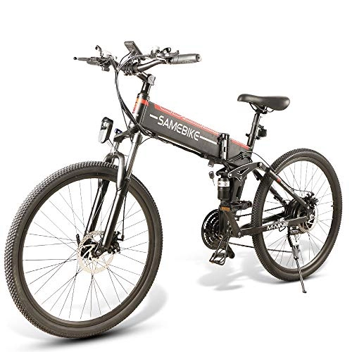 Bicicletas eléctrica : SAMEBIKE LO26 - Bicicleta elctrica ciclomotor con llanta de radios, plegable, 48 V, 500 W, 3 modos, neumticos de 26 pulgadas, Unisex adulto, LO26 SPOKE, Negro