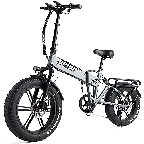 Bicicletas eléctrica : SAMEBIKE XWLX09 Bicicleta eléctrica Bicicleta electrica Plegable Montaña Playa Nieve Ebike 20 Pulgadas para Adultos Fat Tire