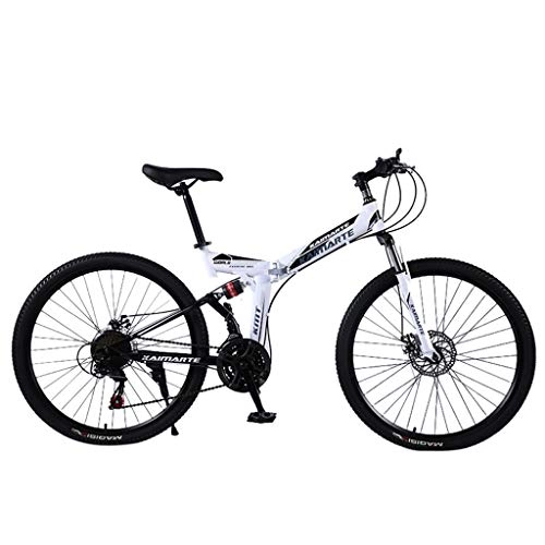 Bicicletas eléctrica : Skang 2020 Nuevo Adulto Bicicleta Plegable Bicicleta de montaña Doble Freno Disco Cambio de Piñón, 24 Pulgadas, Negro, Rojo, Blanco, Amarillo