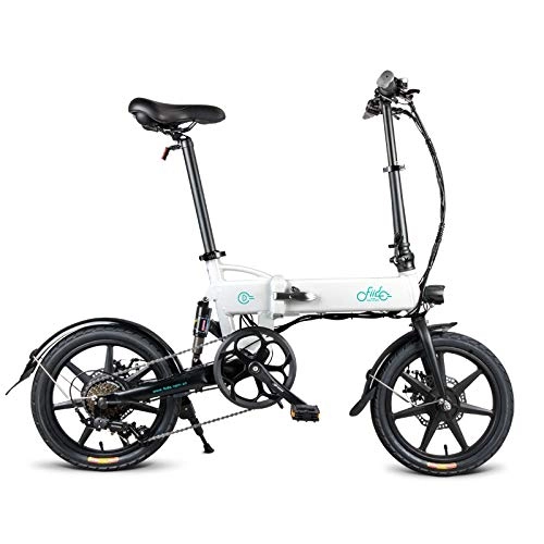 Bicicletas eléctrica : SUQIAOQIAO Fiido Bicicleta elctrica D2S, Bicicleta Plegable elctrica Shimano Speed Gear con 7.8Ah Li-Ion, Shimano e-Bicicleta con 250W de Alta Potencia 16inch neumticos, Blanco