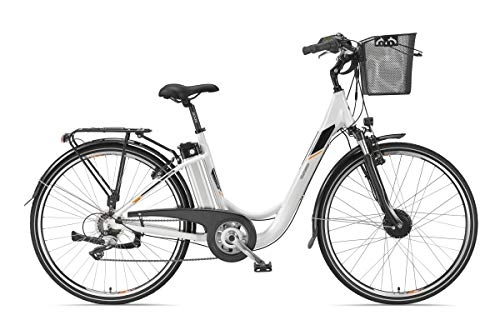 Bicicletas eléctrica : Telefunken Bicicleta eléctrica de aluminio de 28 pulgadas con cambio de 7 marchas Shimano, ligera con cesta, 250 W y 10, 4 Ah, 36 V, RC 820 Multitalent