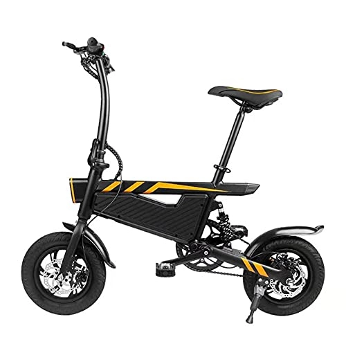 Bicicletas eléctrica : TERLEIA Bicicleta Eléctrica Desplazamientos En E-Bike Neumáticos Run-Flat Que Absorben Los Golpes De 12" Mini E-Bike Plegable Portátil para Adultos Motor 350W 3 Modos De Trabajo