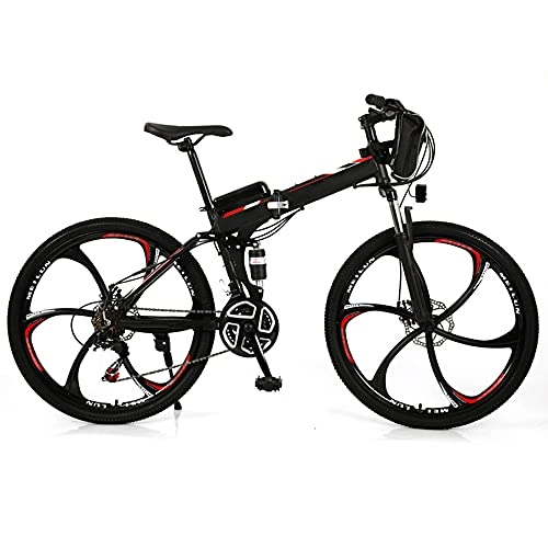 Bicicletas eléctrica : TGHY Bicicletas Eléctricas Plegables para Adultos E-Bike de 26" Bicicleta de Montaña Eléctrica Motor de 36V 350W Batería Extraíble Asistencia Al Pedaleo 21 Velocidades Freno de Disco, Rojo, 60km