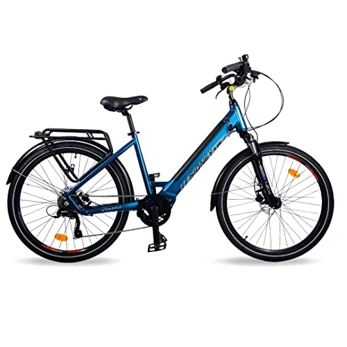 Bicicletas eléctrica : Urbanbiker Bicicleta Eléctrica Ciudad Sidney Azul 28", Motor Central 55Nm, Batería Litio Extraible 504 WH(36V 14 Ah) Celdas Samsung, Frenos Hidraulicos. Hombre & Mujer, Ebike Paseo.