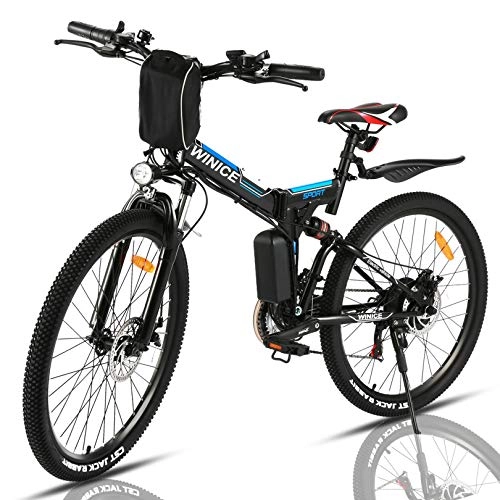 Bicicletas eléctrica : VIVI Bicicleta Electrica Plegable 350W Bicicleta Eléctrica Montaña, Bicicleta Montaña Adulto Bicicleta Electrica Plegable 26", Batería de 8 Ah, 32 km / h Velocidad MÁX (Azul)