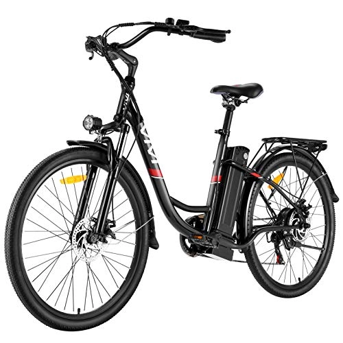 Bicicletas eléctrica : VIVI Bicicleta Eléctrica 26" Bicicleta Eléctrica de Crucero / Bicicleta Eléctrica de Ciudad 250W Bici Electrica con Batería Extraíble de 8Ah, Engranajes De 7 Velocidades (Negro)