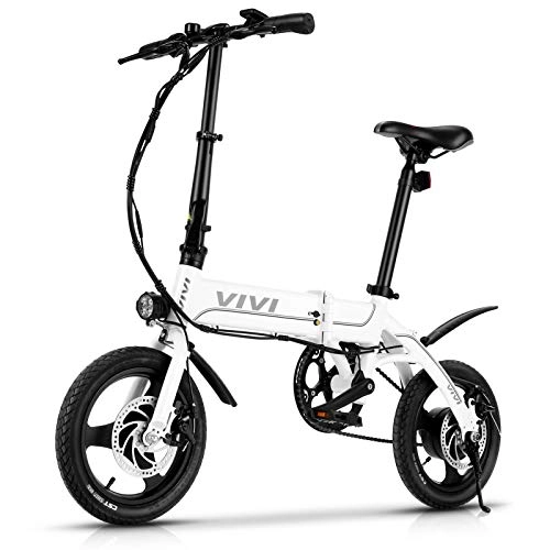 Bicicletas eléctrica : VIVI Bicicleta Eléctrica Plegable, 14" Bici Electrica 350W Urbana E-Bike Bicicletas Eléctricas con Batería Extraíble De 7, 8Ah, 3 Modos de Trabajo