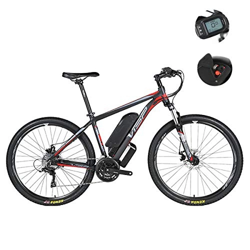 Bicicletas eléctrica : W&TT Bicicleta elctrica de montaña 26 / 27.5 / 29Inch Amortiguador Off-Road Bicicleta 36V / 48V 24 velocidades E-Bike con medidor Inteligente de 5 velocidades LCD y Frenos de Disco Dual, Red, 48V26Inch