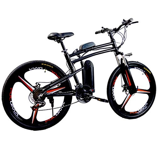 Bicicletas eléctrica : W&TT Bicicleta elctrica de montaña 36V10Ah Adultos Plegable E-Bike 250W con 5 de Velocidad LCD Booster y Tenedor de suspensin Completa, 21velocidad Amortiguador Doble Shock Bicicletas 26Inch, Black