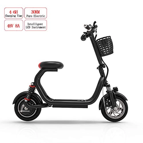 Bicicletas eléctrica : W&TT Bicicleta elctrica Plegable para Adultos 400W 48V Alta Potencia Doble absorcin de Choque E-Bike con 10 Pulgadas de Velocidad Superior de los neumticos 36km / h City Commuter Bike, 8A