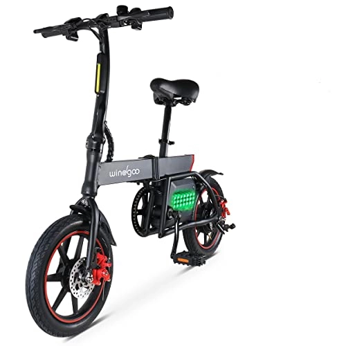 Bicicletas eléctrica : Windgoo - Velo eléctrico plegable (velocidad de hasta 25 km / h, 18 kilómetros de largo alcance, 14 pulgadas, con pedal y cadena