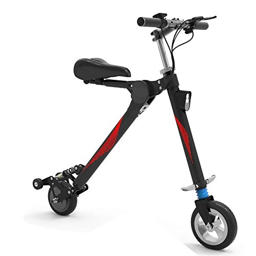 Bicicletas eléctrica : XMIMI Scooter elctrico Plegable para Coche Adulto Batera pequea Coche Mini batera de Litio Porttil Bicicleta de Viaje Macho y Hembra Negro