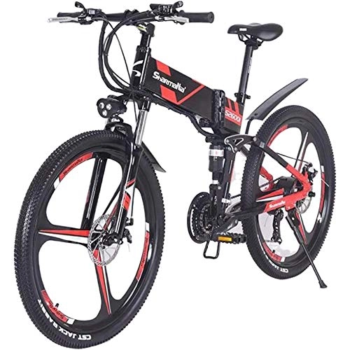 Bicicletas eléctrica : XXCY 500w / 350w Bicicleta De Montaña Eléctrica 12.8ah Ebike Plegable MTB Bicicleta Shimano 21 Velocidades Dos Baterías (black01)
